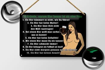 Plaque en tôle Pinup 30x20cm 10 raisons pour lesquelles la bière est meilleure que la femme 2