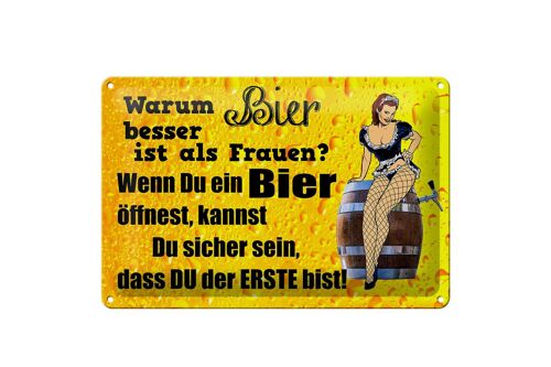 Blechschild Pinup 30x20cm Warum Bier besser ist als Frauen