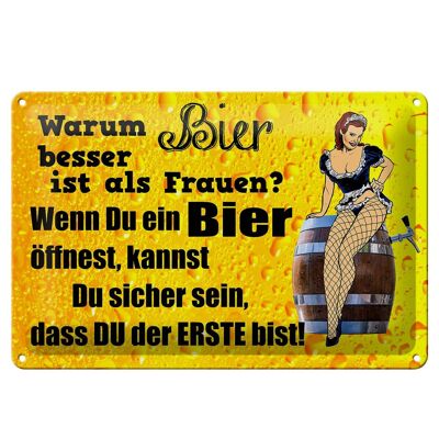 Blechschild Pinup 30x20cm Warum Bier besser ist als Frauen