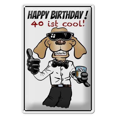 Blechschild Spruch 20x30cm Happy Birthday 40 is cool