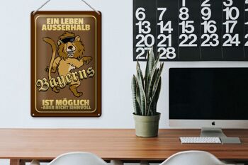 Plaque en tôle disant 20x30cm "Une vie en dehors du lion de Bavière" 3