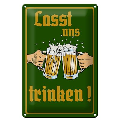 Tin sign 20x30cm beer let's drink glasses