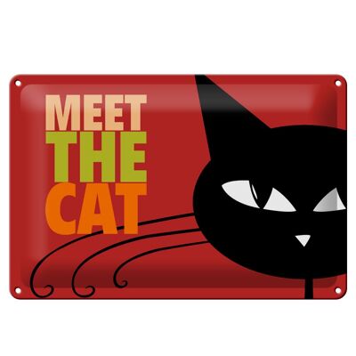 Metal sign saying 30x20cm cat Meet the cat