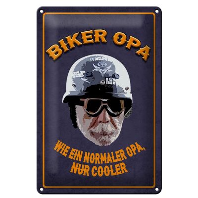 Targa in metallo con scritta 20x30 cm Biker Grandpa come un nonno normale