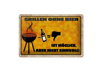 Plaque en tôle indiquant 30x20cm Griller sans bière possible mais 1