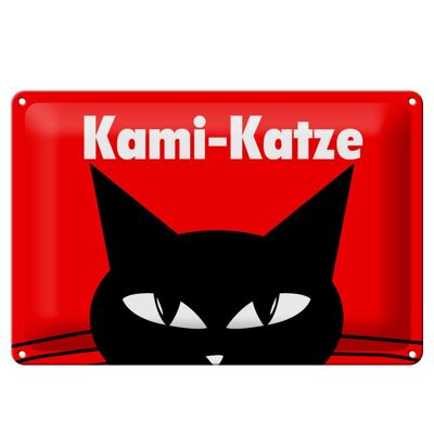 Targa in metallo con scritta 30x20 cm Decorazione murale gatto Kami