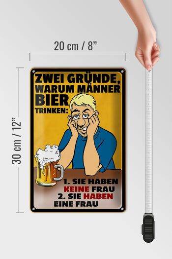 Plaque en étain indiquant 20x30cm Raisons pour lesquelles les hommes boivent de la bière 4