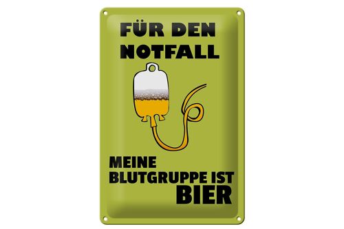 Blechschild 20x30cm für den Notfall Blutgruppe Bier