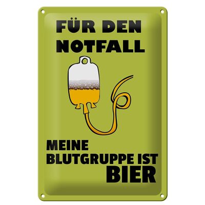 Blechschild 20x30cm für den Notfall Blutgruppe Bier