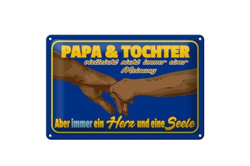 Blechschild Spruch 30x20cm Papa und Tochter ein Herz Seele