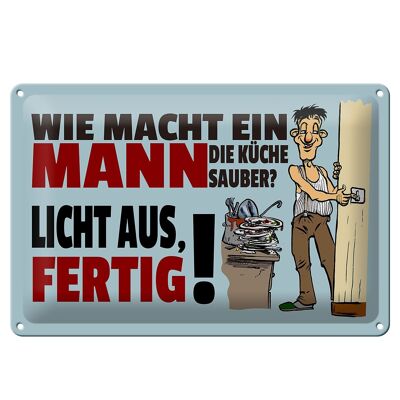 Tin sign saying 30x20cm how does a man clean the kitchen