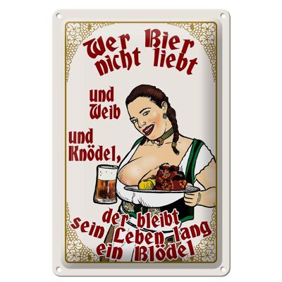 Blechschild Pinup 20x30cm wer Bier nicht liebt ein Blödel