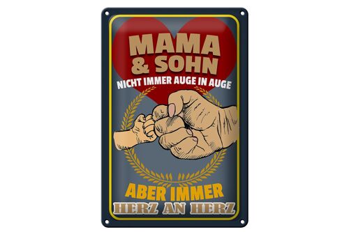 Blechschild Spruch 20x30cm Mama und Sohn immer Herz an Herz