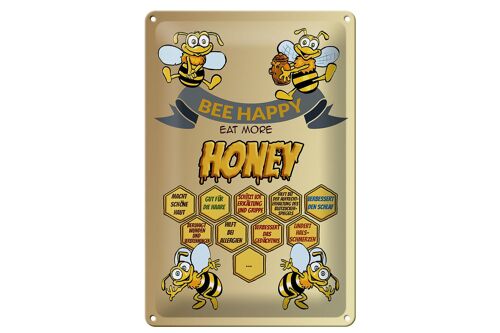 Blechschild Spruch 20x30cm Bee happy eat more honey Honig