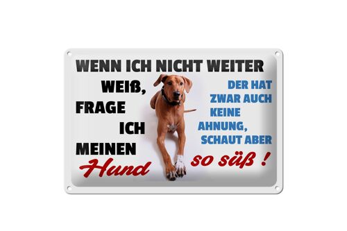 Blechschild Spruch 30x20cm wenn ich nicht weiter weiß Hund