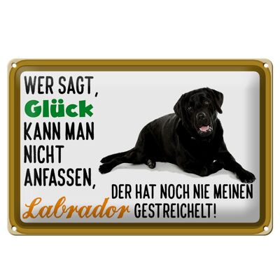 Blechschild Spruch 30x20cm Glück nicht anfassen Labrador