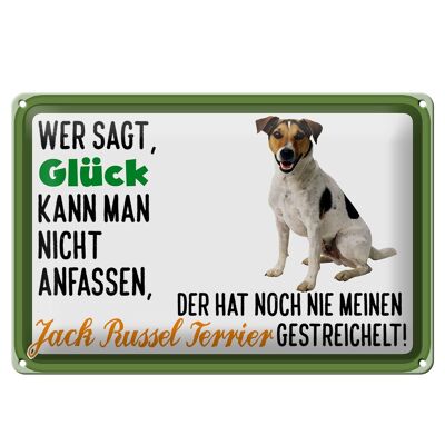 Targa in metallo con scritta "Cane Lucky Jack Russel Terrier" 30x20 cm