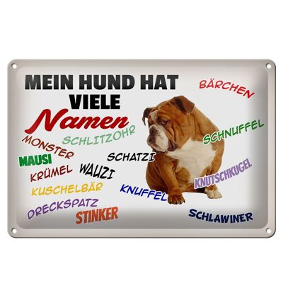 Blechschild Spruch 30x20cm mein Hund hat viele Namen