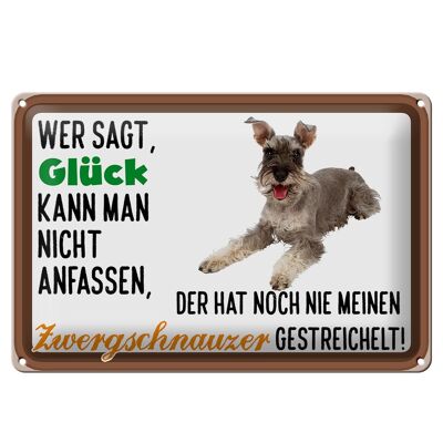 Blechschild Spruch 30x20cm Glück Zwergschnauzer gestreichelt