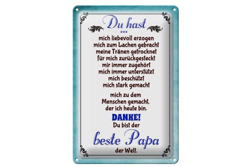 Blechschild Spruch 20x30cm Danke du bis der Beste Papa