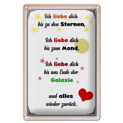 Blechschild Spruch 20x30cm ich iebe dich bis zu den Sternen