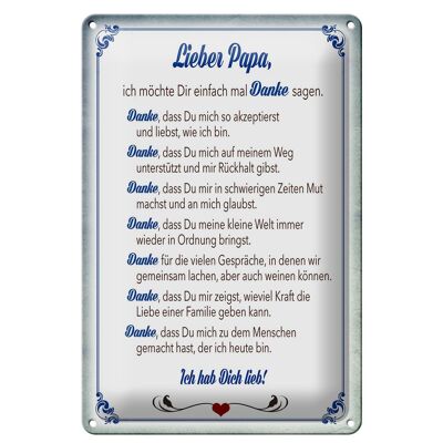 Blechschild Spruch 20x30cm lieber Papa Ich hab dich lieb