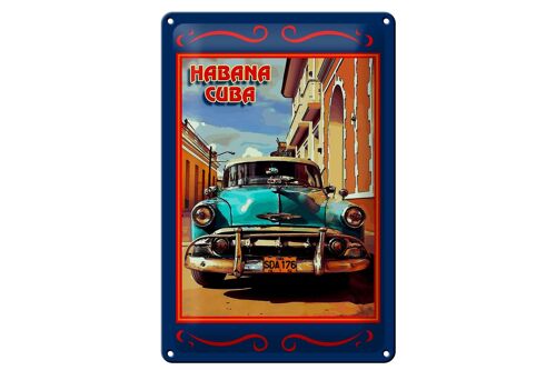 Blechschild Cuba 20x30cm Habana Cuba blaues Auto