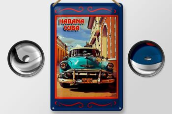 Plaque en tôle Cuba 20x30cm Habana Cuba voiture bleue 2