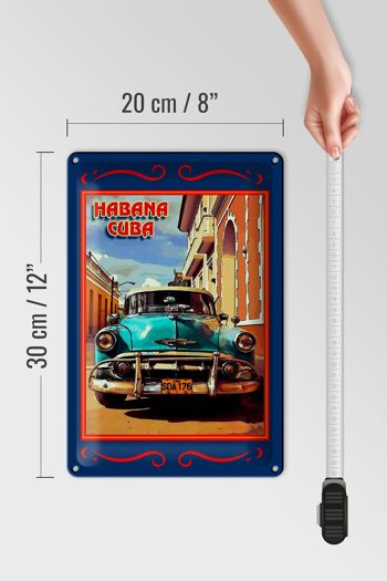 Plaque en tôle Cuba 20x30cm Habana Cuba voiture bleue 4