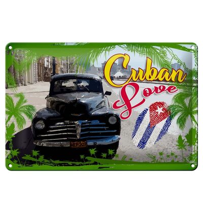 Signe en étain Cuba 30x20cm, empreinte digitale de voiture d'amour cubain