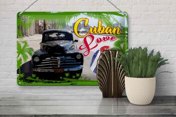 Signe en étain Cuba 30x20cm, empreinte digitale de voiture d'amour cubain 3