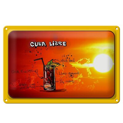 Cartel de chapa Cuba 30x20cm Libre Sun Cocktail