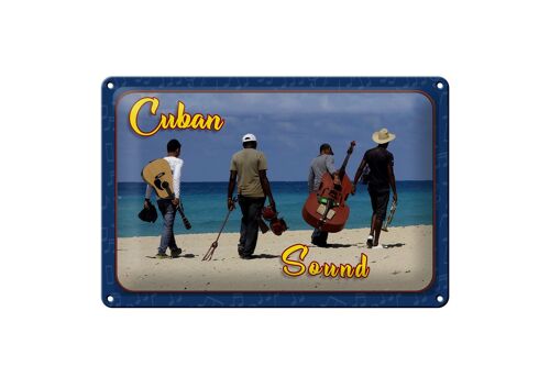 Blechschild Cuba 30x20cm Cuban Sound Band am Strand