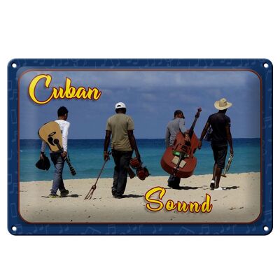 Targa in metallo Cuba 30x20 cm Banda sonora cubana sulla spiaggia