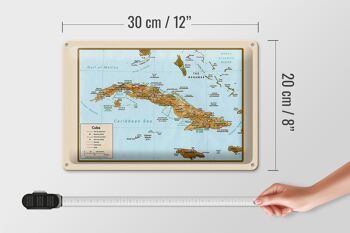 Plaque en tôle Cuba 30x20cm carte Cuba 4