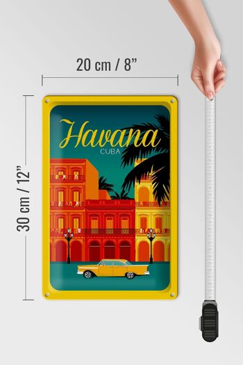 Plaque en tôle La Havane 20x30cm Cuba dessin voiture jaune 4
