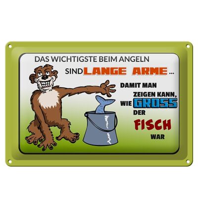 Blechschild Spruch 30x20cm das Wichtigste beim Angeln lange