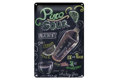 Blechschild Cocktail 20x30cm Rezept Pisco Sour