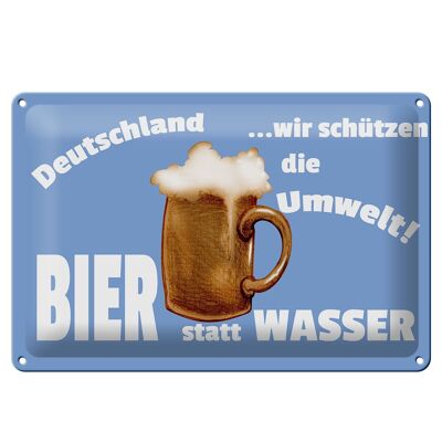 Cartel de chapa que dice cerveza alemana de 30x20 cm en lugar de agua.
