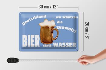 Panneau en étain indiquant 30x20 cm de la bière allemande au lieu de l'eau 4