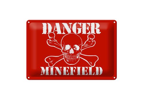 Blechschild Warnschild 30x20cm Danger Minefield Schädel