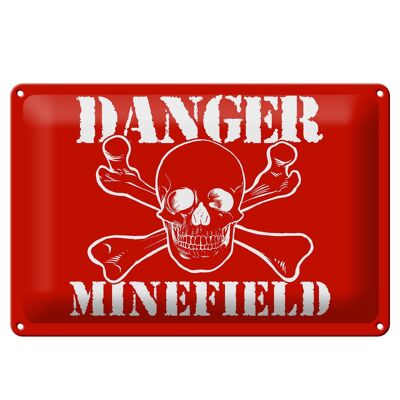 Blechschild Warnschild 30x20cm Danger Minefield Schädel