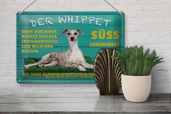 Panneau en étain disant 30x20cm, le chien whippet sweet vaut la peine d'être vécu 3