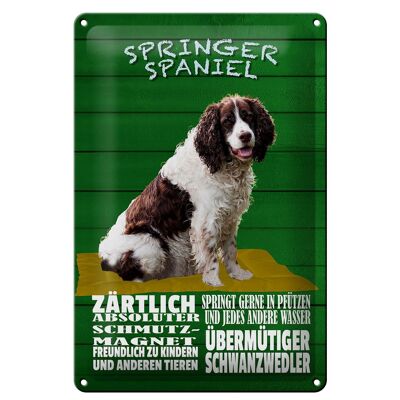 Cartel de chapa que dice 20x30cm Springer Spaniel dog tender
