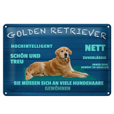 Letrero de chapa que dice perro Golden Retriever 30x20cm agradable y leal