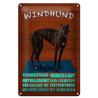 Blechschild Spruch 20x30cm Windhund Hund intelligent sanft