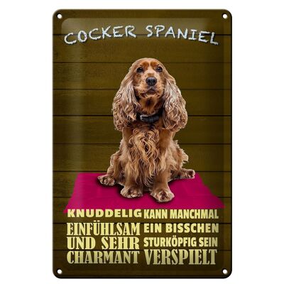 Plaque en tôle disant 20x30cm Cocker Spaniel chien câlin
