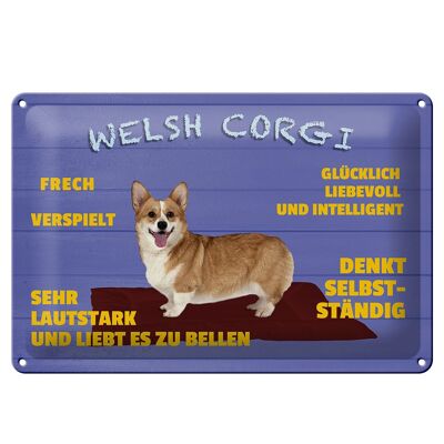 Targa in metallo con scritta 30x20 cm Welsh Corgi cane sfacciato e giocoso
