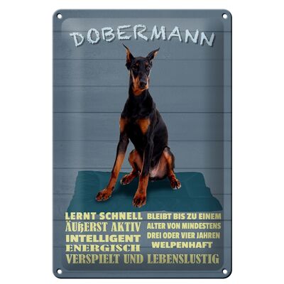 Cartel de chapa que dice 20x30cm Doberman aprende a ser perro rápidamente