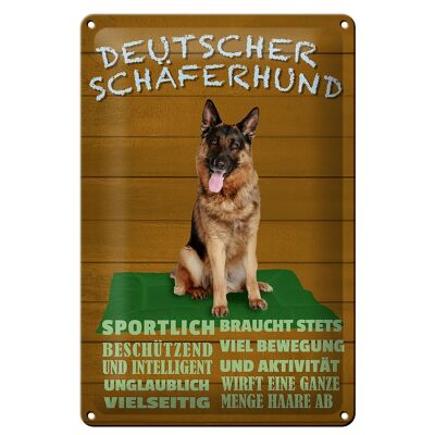 Cartel de chapa con texto "Perro pastor alemán" 20x30 cm